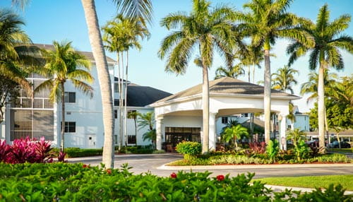 The front entrance to Vi at Lakeside Village in Lantana, Fla.