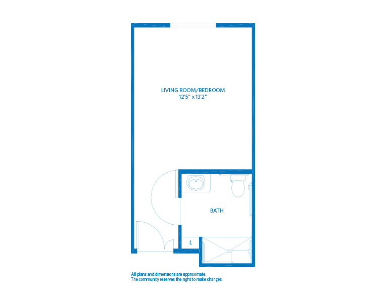 Vi at Palo Alto Skilled Nursing studio floor plan. 