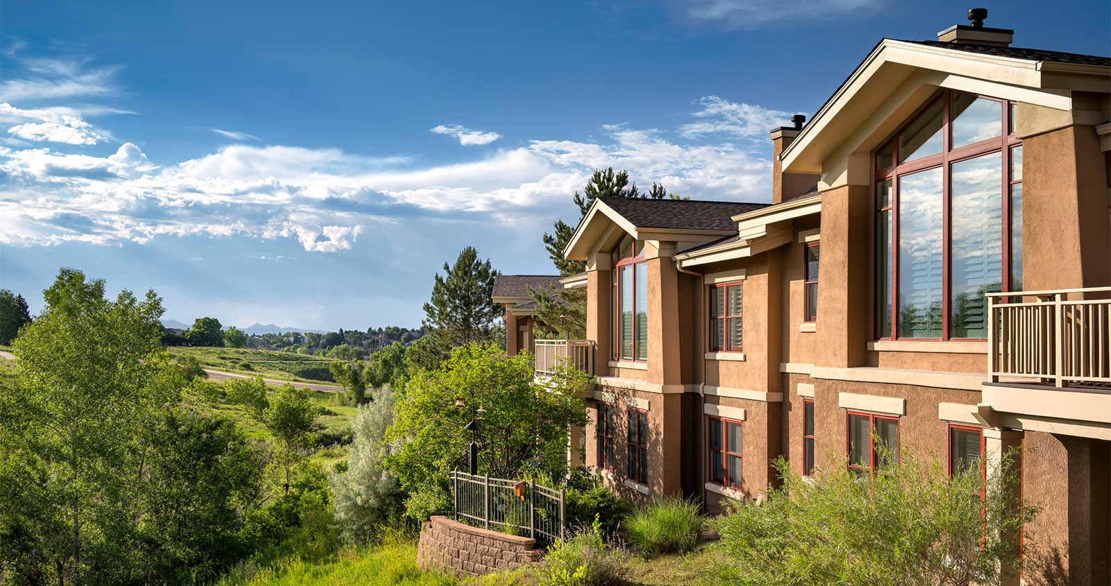 The exterior of residences at Vi at Highlands Ranch.