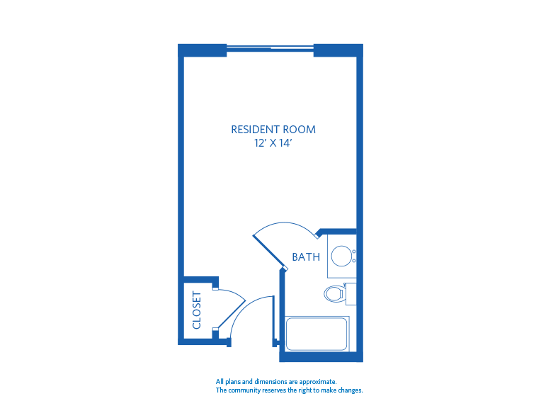 Vi at Lakeside Village Memory Support Studio floor plan. 